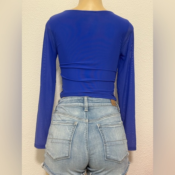 Steve Madden Royal Blue Ruched Blouse - Picture 3 of 5